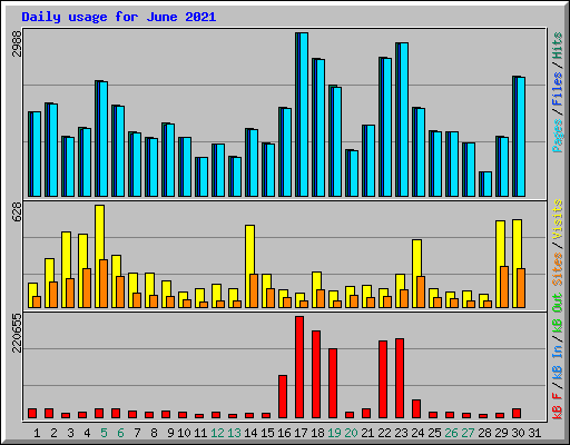 Daily usage for June 2021