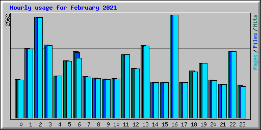 Hourly usage for February 2021