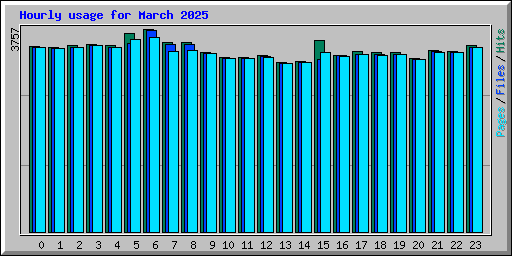 Hourly usage for March 2025